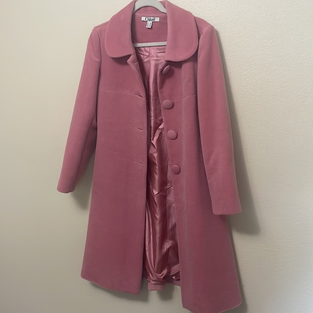 Chloe Vtg Wool Blend Princess Coat in Pink